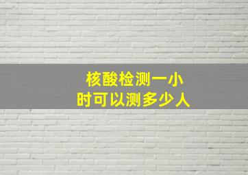 核酸检测一小时可以测多少人