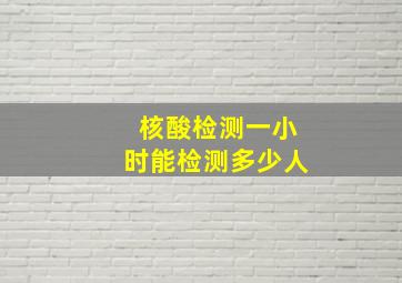 核酸检测一小时能检测多少人