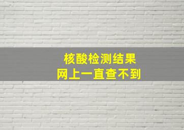 核酸检测结果网上一直查不到