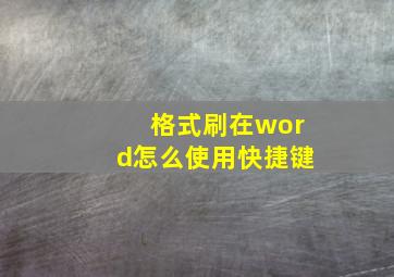 格式刷在word怎么使用快捷键