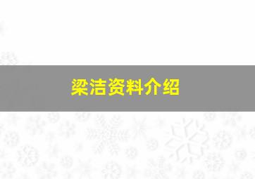 梁洁资料介绍