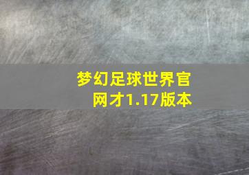 梦幻足球世界官网才1.17版本