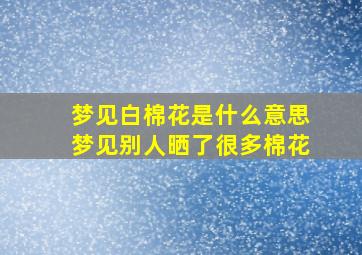 梦见白棉花是什么意思梦见别人晒了很多棉花