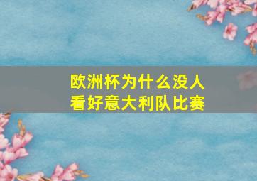 欧洲杯为什么没人看好意大利队比赛