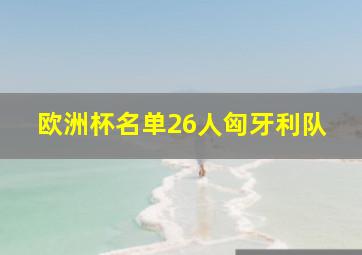 欧洲杯名单26人匈牙利队