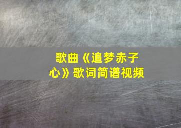 歌曲《追梦赤子心》歌词简谱视频