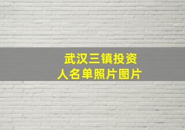 武汉三镇投资人名单照片图片