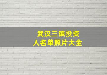 武汉三镇投资人名单照片大全