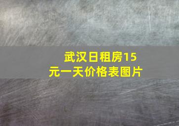 武汉日租房15元一天价格表图片