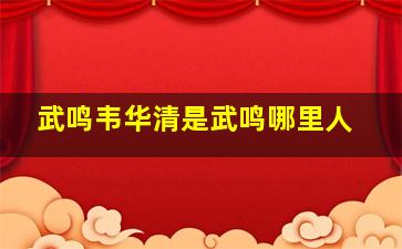 武鸣韦华清是武鸣哪里人