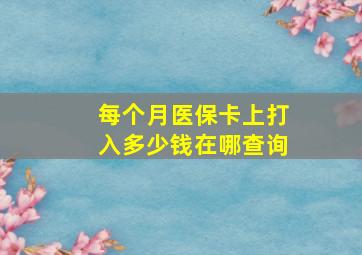 每个月医保卡上打入多少钱在哪查询