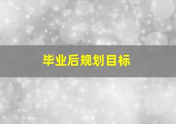 毕业后规划目标