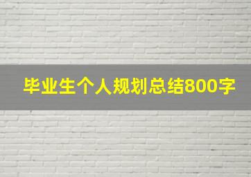 毕业生个人规划总结800字