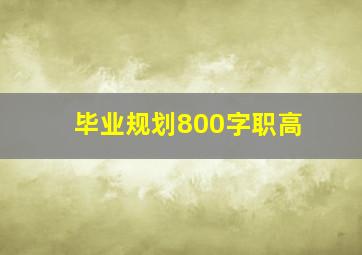 毕业规划800字职高