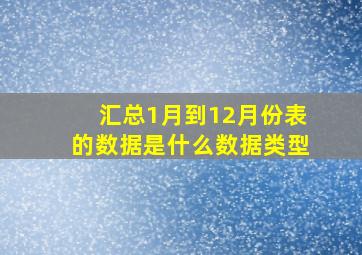 汇总1月到12月份表的数据是什么数据类型