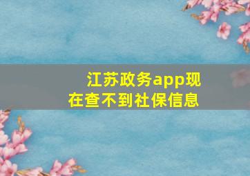 江苏政务app现在查不到社保信息