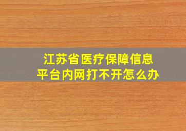 江苏省医疗保障信息平台内网打不开怎么办