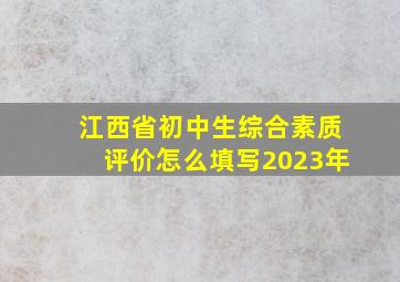 江西省初中生综合素质评价怎么填写2023年