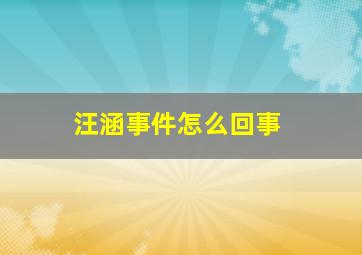 汪涵事件怎么回事