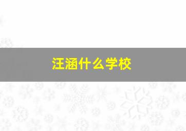 汪涵什么学校