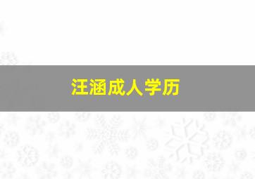 汪涵成人学历