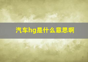 汽车hg是什么意思啊