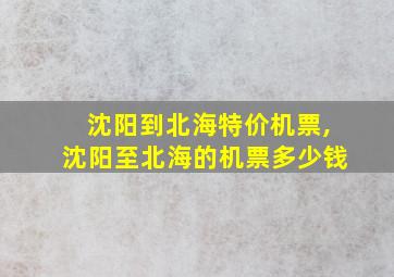 沈阳到北海特价机票,沈阳至北海的机票多少钱