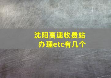 沈阳高速收费站办理etc有几个