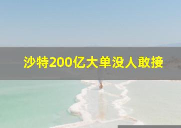 沙特200亿大单没人敢接