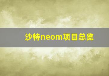 沙特neom项目总览