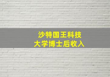 沙特国王科技大学博士后收入