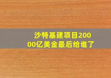 沙特基建项目20000亿美金最后给谁了