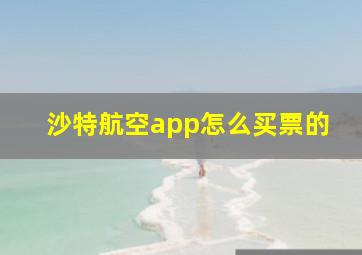 沙特航空app怎么买票的