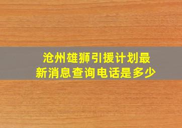 沧州雄狮引援计划最新消息查询电话是多少