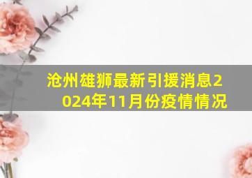 沧州雄狮最新引援消息2024年11月份疫情情况