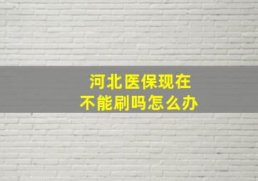 河北医保现在不能刷吗怎么办