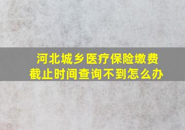 河北城乡医疗保险缴费截止时间查询不到怎么办