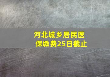 河北城乡居民医保缴费25日截止