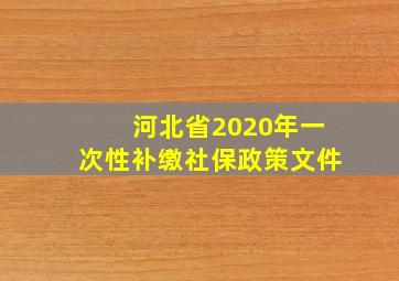 河北省2020年一次性补缴社保政策文件