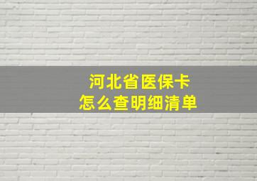 河北省医保卡怎么查明细清单