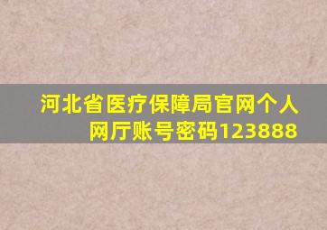 河北省医疗保障局官网个人网厅账号密码123888