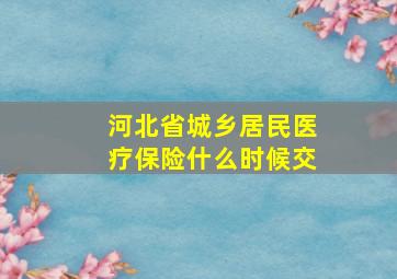 河北省城乡居民医疗保险什么时候交