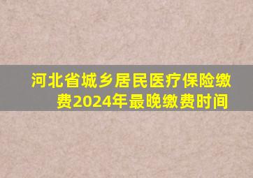 河北省城乡居民医疗保险缴费2024年最晚缴费时间