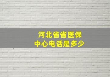 河北省省医保中心电话是多少