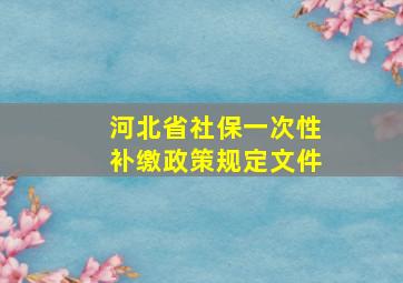 河北省社保一次性补缴政策规定文件