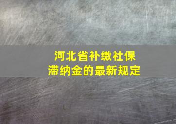 河北省补缴社保滞纳金的最新规定