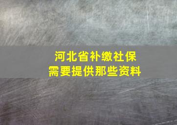 河北省补缴社保需要提供那些资料