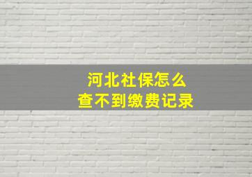 河北社保怎么查不到缴费记录