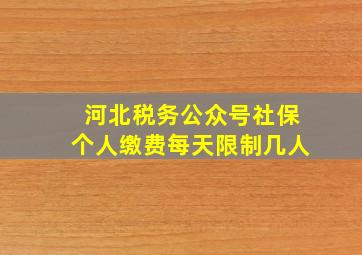 河北税务公众号社保个人缴费每天限制几人