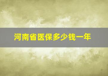 河南省医保多少钱一年